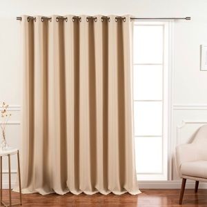 100x84” extra wide, super soft beige blackout & insulated curtains. 2 panels
